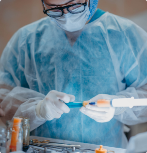 doctor holding a syringe