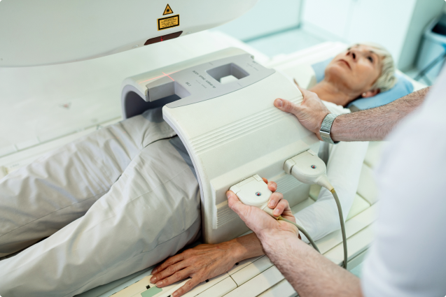 female patient receiving shockwave therapy