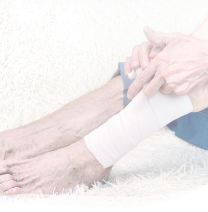 image of a woman touching her ankle brace